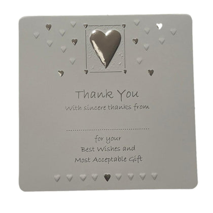 Luxury Wedding Thank You Cards - Pack of 10 - White & Silver