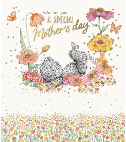 Bear Lying Down In Flowers Wishing You A Special Day Mum Mother's Day Card