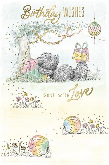 Bear Lying Under Tree Birthday Wishes Card
