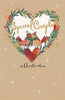 Robins in Love Heart Wreath with Embellishments Special Couple Christmas Card
