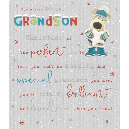 Boofle Holding Star Grandson Christmas Card