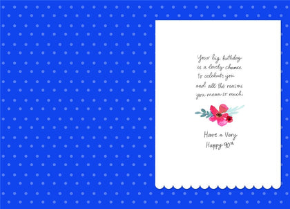 Willow Bouquet Classic Embossed Floral Design 90th Birthday Card