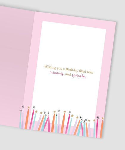 Sparkle! Rainbowtastic Cake To A Special Daughter Birthday Card