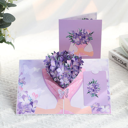 Orchids in Hand 3D Pop Up Greeting Card