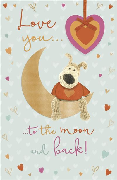 Boofle Sitting on Moon Valentine's Day Card