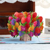 Colorful Tulip Bouquet Blue 3D Pop Up Greeting Card