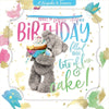 Bear Holding Up Cake 3D Luxury Keepsake Open Birthday Card