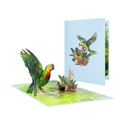 Exotic Wishes Parrot in Bloom 3D Pop Up Greeting Card
