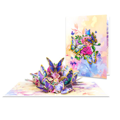Flutter Bloom 3D Butterfly & Rose Pop Up Card