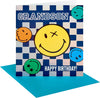 Smiley Checkerboard Design Grandson Birthday Card
