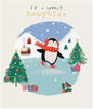 Ice Skating Penguin Design Daughter Christmas Card