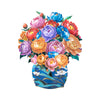 Colorful Grace Peony Bouquet in Blue Vase 3D Pop Up Card
