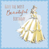 Beautiful Princess with Gold Ball Gown Design Belle Beauty and Beast Birthday Card