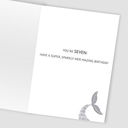 Mermaid Embellished Girls 7th Birthday Card