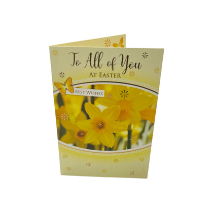To All Of You Yellow Daffodil Flowers Design Easter Card