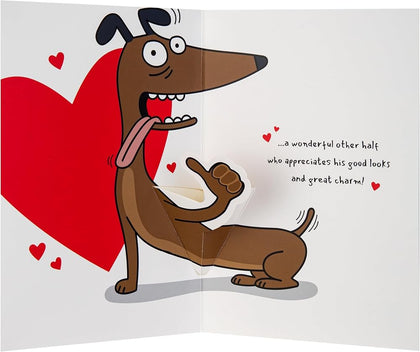 Dog Illustration Pop Up Design Funny Husband Birthday Card