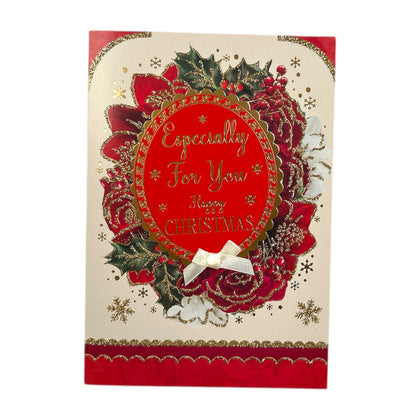Especially For You Flower Frame Design Open Christmas Card