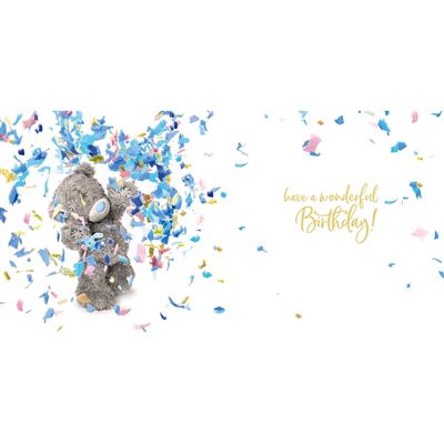 Bear Throwing Confetti Amazing 3D Effect Birthday Card