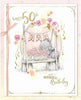 Bear With Jars Of Flowers 50th Birthday Card