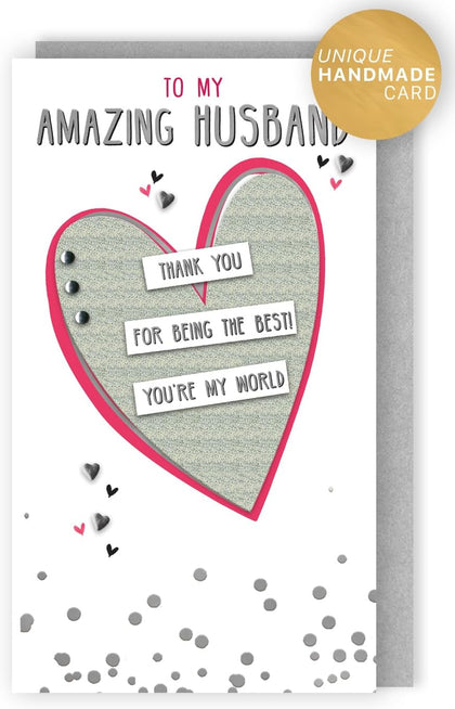 My Amazing Husband Shining Love Surprise Hand-Finished Birthday Card