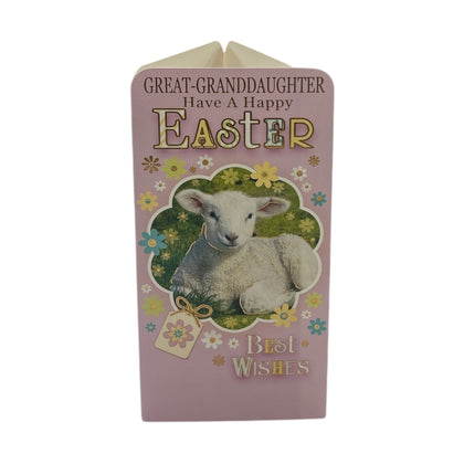 To Great Granddaughter Cute Lamb Easter Money Wallet Card