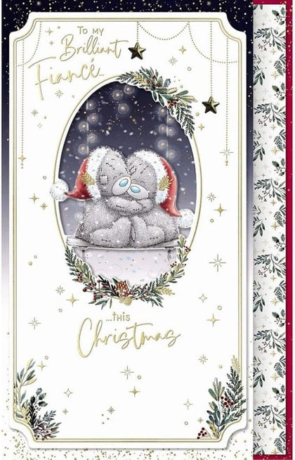 Bears On Swing Fiancé Luxury Handmade Christmas Card