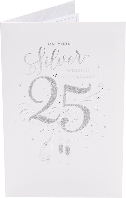 Silver Design for A Special Couple 25th Wedding Anniversary Congratulations Card