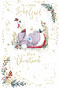 Bear And Pink Stocking Baby Girl's First Christmas Card