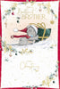 Bear Pushing A Present In The Snow Brilliant Brother Christmas Card
