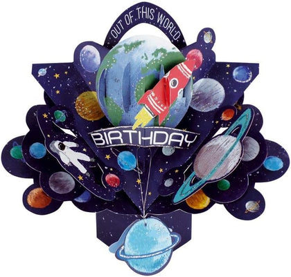 Space Design 3D Pop-Up Birthday Greeting Card