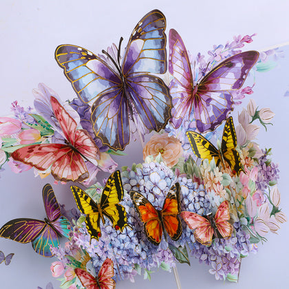 Blue and Purple Butterfly 3D Pop Up Greeting Card