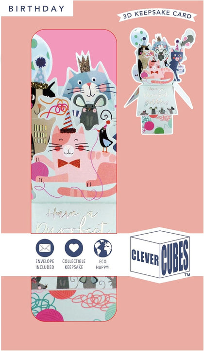 Clever Cube Purrfect Cat-Tastic Party! Birthday Pop Up Card