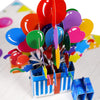 Colorful Balloons Gift Box Design 3D Pop Up Birthday Card