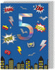 Boys 5th Birthday Superhero Comic Embellished Greeting Card