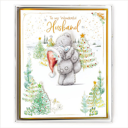 To My Wonderful Husband Tatty Teddy Lifting Teddy Boxed Christmas Card