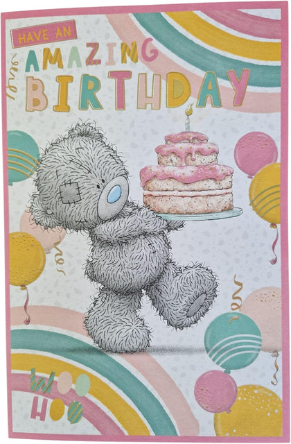 Bear With Cake Open Birthday Card