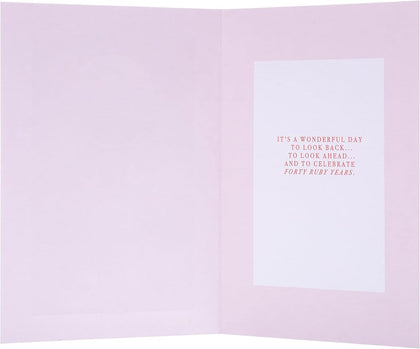 Classic Text Based Design 40 Years Ruby Anniversary Card