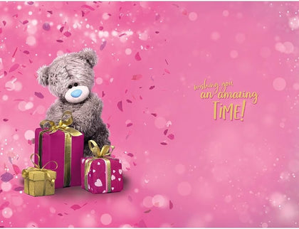 Bear Opening Present 11th Birthday Card