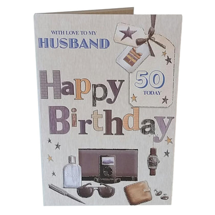With Love To My Husband On Your 50th Birthday Card
