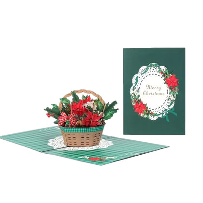 Poinsettia Wishes Pop Up Delight Christmas Card