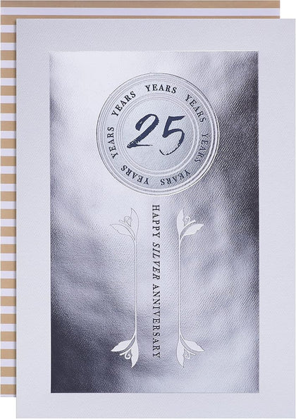 Classic Text Based Design 25 Years Silver Anniversary Card