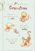 Winnie the Pooh Cute and Cuddly Design Grandson 1st Birthday Card
