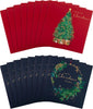Xmas Tree & Wreath Artwork 16 Pack 2 Designs Charity Christmas Cards