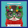 Cat In Glasses Photographic 3D Lenticular with Detachable Keepsake Christmas Card
