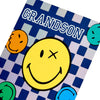 Smiley Checkerboard Design Grandson Birthday Card
