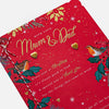 Robin and Winter Florals Design Mum and Dad Christmas Card