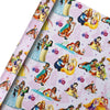 Disney Princesses & Pets Pink Design Pack of 3, 2M Each Wrapping Paper Roll Birthday, Christmas