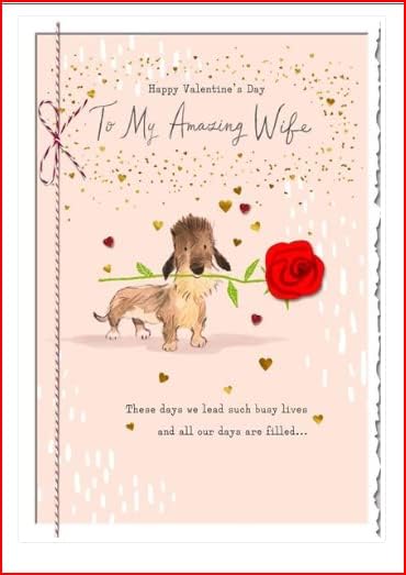 Dog With Rose Wife Valentine's Day Card