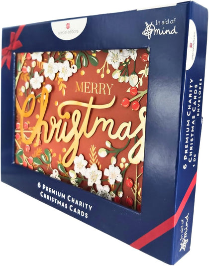 Box of 6 Premium Die Cut Mind Charity Christmas Cards Mental Health Charities 