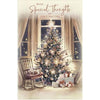 Tree, Presents and Sleeping Cat Design Special Thoughts Christmas Card